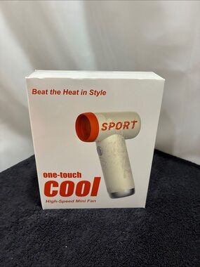 Sport One-Touch Cool High-Speed Mini Fan - White with Orange Accent NWT